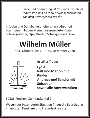 Anzeige von Wilhelm Müller von  Wochenende 
