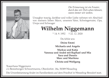 Anzeige von Wilhelm Niggemann von  Schlossbote/Werbekurier 