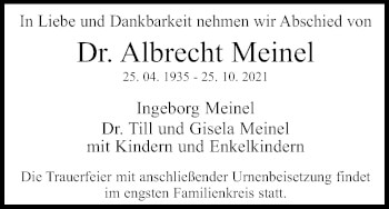 Anzeige von Albrecht Meinel von Kölner Stadt-Anzeiger / Kölnische Rundschau / Express
