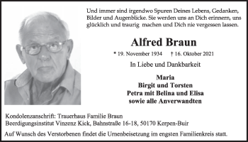 Anzeige von Alfred Braun von  Werbepost 