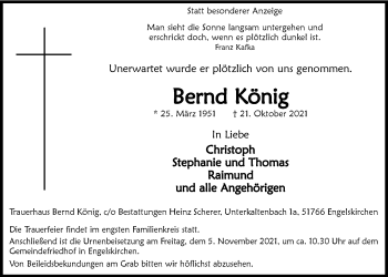 Anzeige von Bernd König von  Anzeigen Echo 