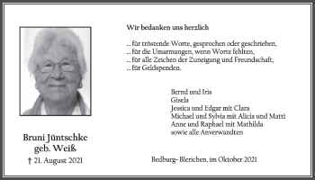Anzeige von Bruni Jüntschke von  Werbepost 
