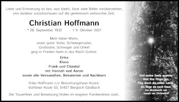 Anzeige von Christian Hoffmann von Kölner Stadt-Anzeiger / Kölnische Rundschau / Express