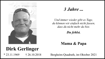 Anzeige von Dirk Gerlinger von Kölner Stadt-Anzeiger / Kölnische Rundschau / Express