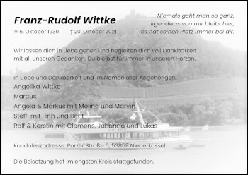 Anzeige von Franz-Rudolf Wittke von Kölner Stadt-Anzeiger / Kölnische Rundschau / Express