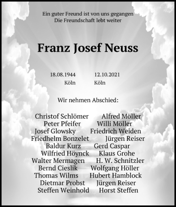 Anzeige von Franz Josef Neuss von Kölner Stadt-Anzeiger / Kölnische Rundschau / Express