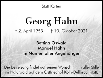 Anzeige von Georg Hahn von  Bergisches Handelsblatt 