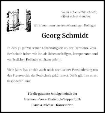 Anzeige von Georg Schmidt von Kölner Stadt-Anzeiger / Kölnische Rundschau / Express