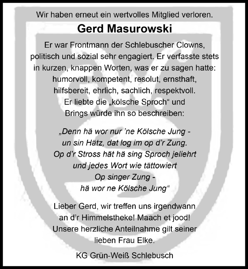  Traueranzeige für Gerd Masurowski vom 22.10.2021 aus  Lokale Informationen 