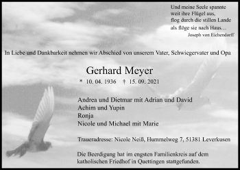 Anzeige von Gerhard Meyer von Kölner Stadt-Anzeiger / Kölnische Rundschau / Express