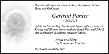 Anzeige von Gertrud Panter von  Wochenende 