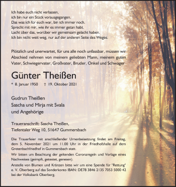 Anzeige von Günter Theißen von Kölner Stadt-Anzeiger / Kölnische Rundschau / Express