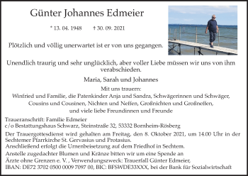 Anzeige von Günter Johannes Edmeier von Kölner Stadt-Anzeiger / Kölnische Rundschau / Express