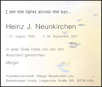 Anzeige von Heinz J. Neunkirchen von Kölner Stadt-Anzeiger / Kölnische Rundschau / Express