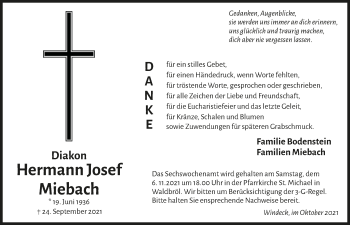 Anzeige von Hermann Josef Miebach von  Lokalanzeiger 