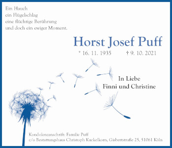 Anzeige von Horst Josef Puff von Kölner Stadt-Anzeiger / Kölnische Rundschau / Express