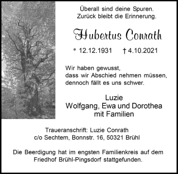Anzeige von Hubertus Conrath von  Schlossbote/Werbekurier 
