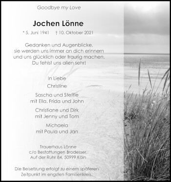 Anzeige von Jochen Lönne von Kölner Stadt-Anzeiger / Kölnische Rundschau / Express