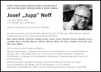 Anzeige von Josef Neff von Kölner Stadt-Anzeiger / Kölnische Rundschau / Express