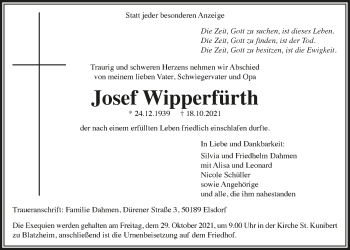 Anzeige von Josef Wipperfürth von  Werbepost 