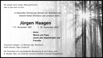Anzeige von Jürgen Haagen von Kölner Stadt-Anzeiger / Kölnische Rundschau / Express