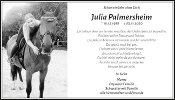 Anzeige von Julia Palmersheim von  Blickpunkt Euskirchen 