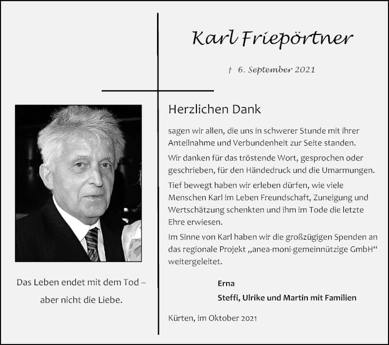 Traueranzeige für Karl Friepörtner vom 16.10.2021 aus Kölner Stadt-Anzeiger / Kölnische Rundschau / Express