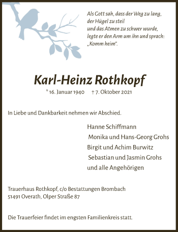 Anzeige von Karl-Heinz Rothkopf von  Bergisches Handelsblatt 