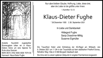 Anzeige von Klaus-Dieter Fughe von Kölner Stadt-Anzeiger / Kölnische Rundschau / Express