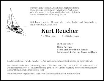 Anzeige von Kurt Reucher von Kölner Stadt-Anzeiger / Kölnische Rundschau / Express