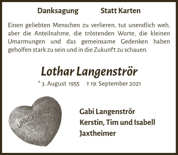 Anzeige von Lothar Langenströr von  Anzeigen Echo 