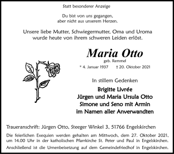 Anzeige von Maria Otto von Kölner Stadt-Anzeiger / Kölnische Rundschau / Express