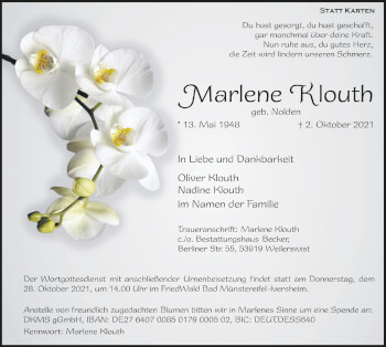 Anzeige von Marlene Klouth von  Blickpunkt Euskirchen 