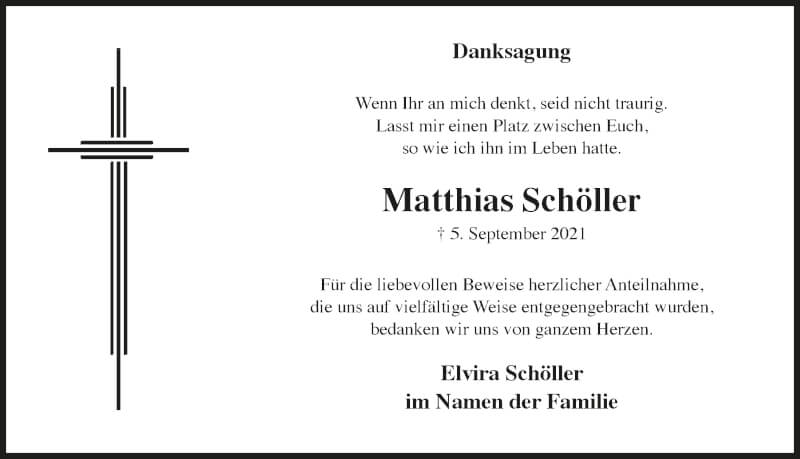  Traueranzeige für Matthias Schöller vom 16.10.2021 aus  Blickpunkt Euskirchen 