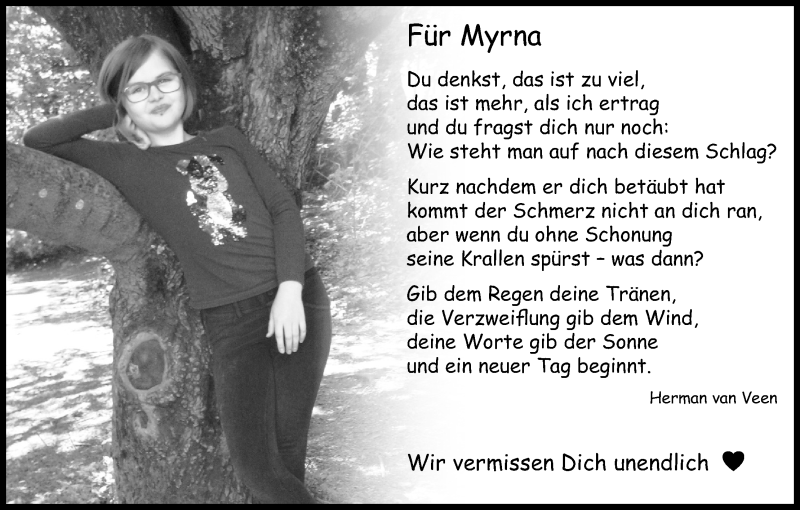  Traueranzeige für Myrna  vom 09.10.2021 aus Kölner Stadt-Anzeiger / Kölnische Rundschau / Express