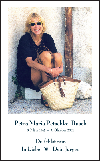 Anzeige von Petra Maria Petschke-Busch von Kölner Stadt-Anzeiger / Kölnische Rundschau / Express