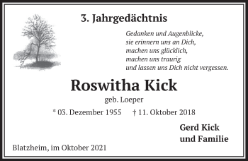 Anzeige von Roswitha Kick von  Werbepost 