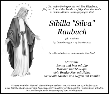 Anzeige von Sibilla Raubuch von  Blickpunkt Euskirchen 