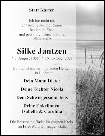 Anzeige von Silke Jantzen von Kölner Stadt-Anzeiger / Kölnische Rundschau / Express