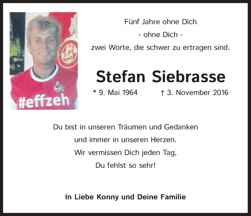  Traueranzeige für Stefan Siebrasse vom 29.10.2021 aus Kölner Stadt-Anzeiger / Kölnische Rundschau / Express