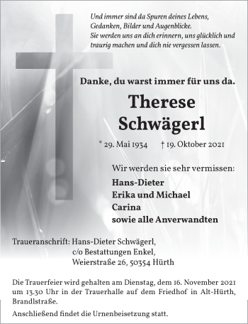 Anzeige von Therese Schwägerl von  Wochenende 