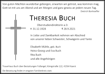 Anzeige von Theresia Buch von Kölner Stadt-Anzeiger / Kölnische Rundschau / Express