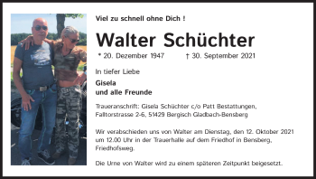 Anzeige von Walter Schüchter von Kölner Stadt-Anzeiger / Kölnische Rundschau / Express