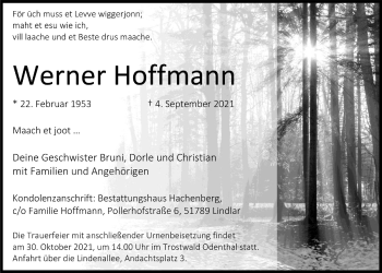 Anzeige von Werner Hoffmann von  Anzeigen Echo 
