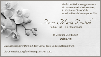 Anzeige von Anna-Maria Deutsch von  Schlossbote/Werbekurier 