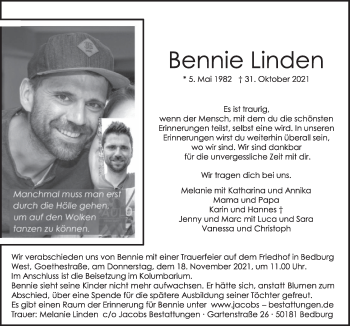 Anzeige von Bennie Linden von  Werbepost 
