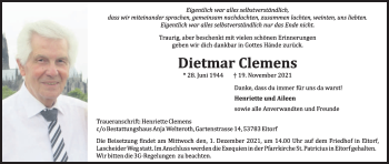 Anzeige von Dietmar Clemens von Kölner Stadt-Anzeiger / Kölnische Rundschau / Express