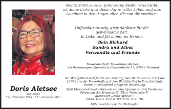 Anzeige von Doris Aletsee von Kölner Stadt-Anzeiger / Kölnische Rundschau / Express