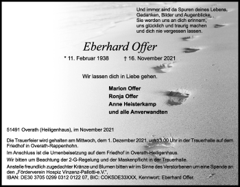 Anzeige von Eberhard Offer von Kölner Stadt-Anzeiger / Kölnische Rundschau / Express