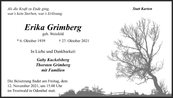 Anzeige von Erika Grimberg von Kölner Stadt-Anzeiger / Kölnische Rundschau / Express